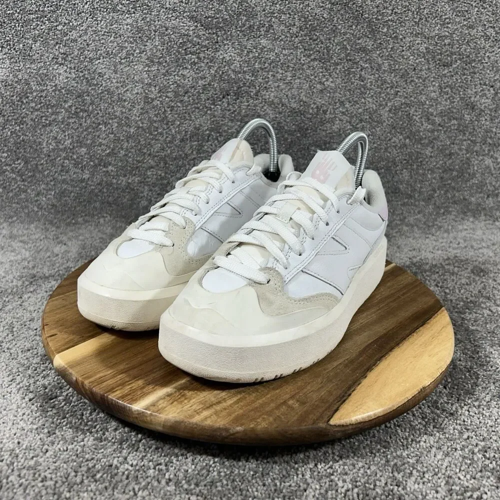 New Balance CT302 CT302SP Women’s Size 8 White Pink Leather Casual Shoes Used
